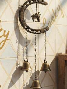 1pc Vintage Lucky Horseshoe Wind Chime - Rustic Iron Horse Decor With Golden Bells And Polka Dot Wind Chime, Outdoor & Indoor Wall Decor For Home And Garden, Ideal Wedding Gift For Brides, Guests Or Housewarming Present, No Electricity Required, Suitable For Valentine's Day, Mother's Day And Spring/Summer Decor - Lucky Horseshoe - View 5