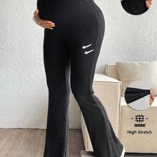 Pantalones casuales minimalistas lisos de maternidad, para uso diario - Negro01 - Ver 2