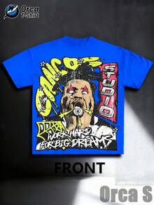 T-Shirt Da Uomo 2026 Di Orca In Nero Con Stampa Di Occhiali Lampeggianti, Quadrati Verdi, Volti E Logo S A Stella Rossa – Maglietta Casual A Maniche Corte Girocollo In Cotone, Le - 羅亞.布埃 - 查看 1