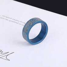 Anillo giratorio de 8 mm para hombre, diseño de placa de circuito de computadora, color, plata/, anillo de acero inoxidable para hombres, programador, anillo de boda - Azul - Ver 4