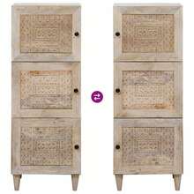 White Sideboard 40 X 33 X 110 Cm Solid Mango Wood - White - View 10