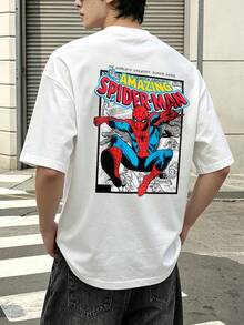 Camiseta con estampado de la portada del cómic Amazing Spider-Man de Marvel Comics, 100% algodón, ropa de hombre, camisetas de verano, conjuntos para vacaciones, regalos para hombre de la serie Marvel, ropa urbana. - Blanco - Ver 4