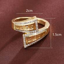 1pc Women's Fashionable Hollow Geometric Zirconia Ring Design - Multicolor - View 5