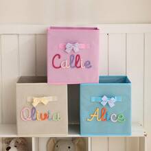 Customized Name Storage Box | Personalized Nursery Storage Cube | Home Decor | Children's Gift | Foldable Toy Bin | Nursery Gift - Multicolor - View 7