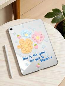 1個 TPU 軟殼花卉英式圖案彩繪平板保護殼，相容於 iPad 10.2/10.5/Air4/Air5/10.9/Pro 11"/10代/Air 11-In.(M2)-2024/Pro11-In.(M4)-2024/Air 11-Inch (M3) 2025/(A16) 11 Inch 11代 2025/Air7(M3)2025 (11-Inch)/Air 8(M4)2026(11-Inch)/Mini1/2/3/Mini4/Mini5/Mini6/Mini7/Air/Air2/9.7/Galaxy Tab A7 10.4 Inch/A8，TPU 透明平板保護殼無筆槽，筆僅供展示不含在內，輕量超薄軟殼 - 彩色 - 查看 2