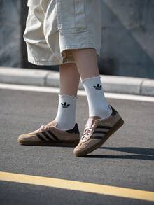 Adidas Originals GAZELLE室内运动鞋男女减震运动鞋情侣健身训练鞋户外休闲鞋JR8028 - 紙板黃/棕色/淺粉 - 查看 1