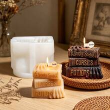 3D Witch Hand Stacked Books Silicone Candle Mold, Spooky Halloween Candle Resin Mold, Reusable Silicone Mold With Witch Hand For Resin, Soap, Wax, Plaster, And Gypsum Casting, Halloween DIY Craft Mold For Gothic Home Decor, Witchy Gifts, And Spooky Party Favors - Book - View 4