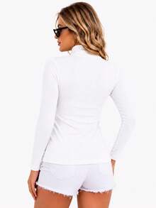 Moderna & Slim Cacharrel Women's Long Sleeve Turtleneck Blouse - Various Colors - 白色的 - 查看 2