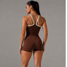 Women's Fitness Jumpsuit, Sporty, Polyamide, Zero Transparency, Sizes S, M, L, XL, Gym, Running, Crossfit, Yoga, Swimming, Casual Fashion - 黑色 - 查看 4