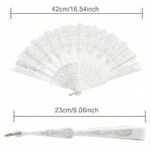 1件 16.5英吋白色摺疊扇，銀色花卉圖案，時尚手持扇，適合舞蹈、戶外活動、度假、旅行、服裝配件及禮物 - C - 查看 5