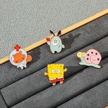 SpongeBob SquarePants SquarePants 1/4 件 抽象卡通胸針 可愛松鼠沙地蝸牛 琺瑯針 金屬徽章 珠寶 背包衣物配件 禮物 - 彩色 - 查看 11