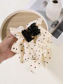 1pc Elegant Fashion Multi-Layer Polka Dot Bow Ribbon Hair Claw Clip - Multicolor - View 7