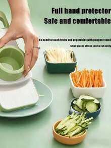 Stainless Steel Multi-Function Vegetable Slicer, Grater And Shredder, Manual Kitchen Tool, Time-Saving Prep Tool, Suitable For Various Vegetables, Vegetable Slicer And Chopper (Random Color) - View 3