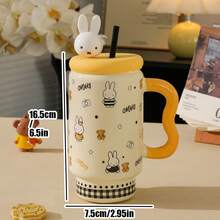 官方授權 MIFFY 陶瓷馬克杯，附曲柄手把、3D 兔子吸管蓋，3 種印花款式，陶瓷材質，可用微波爐與洗碗機。2026 TK 與 Ins 熱門款，實用日常咖啡杯，甜美女孩風 - 彩色 - 查看 15