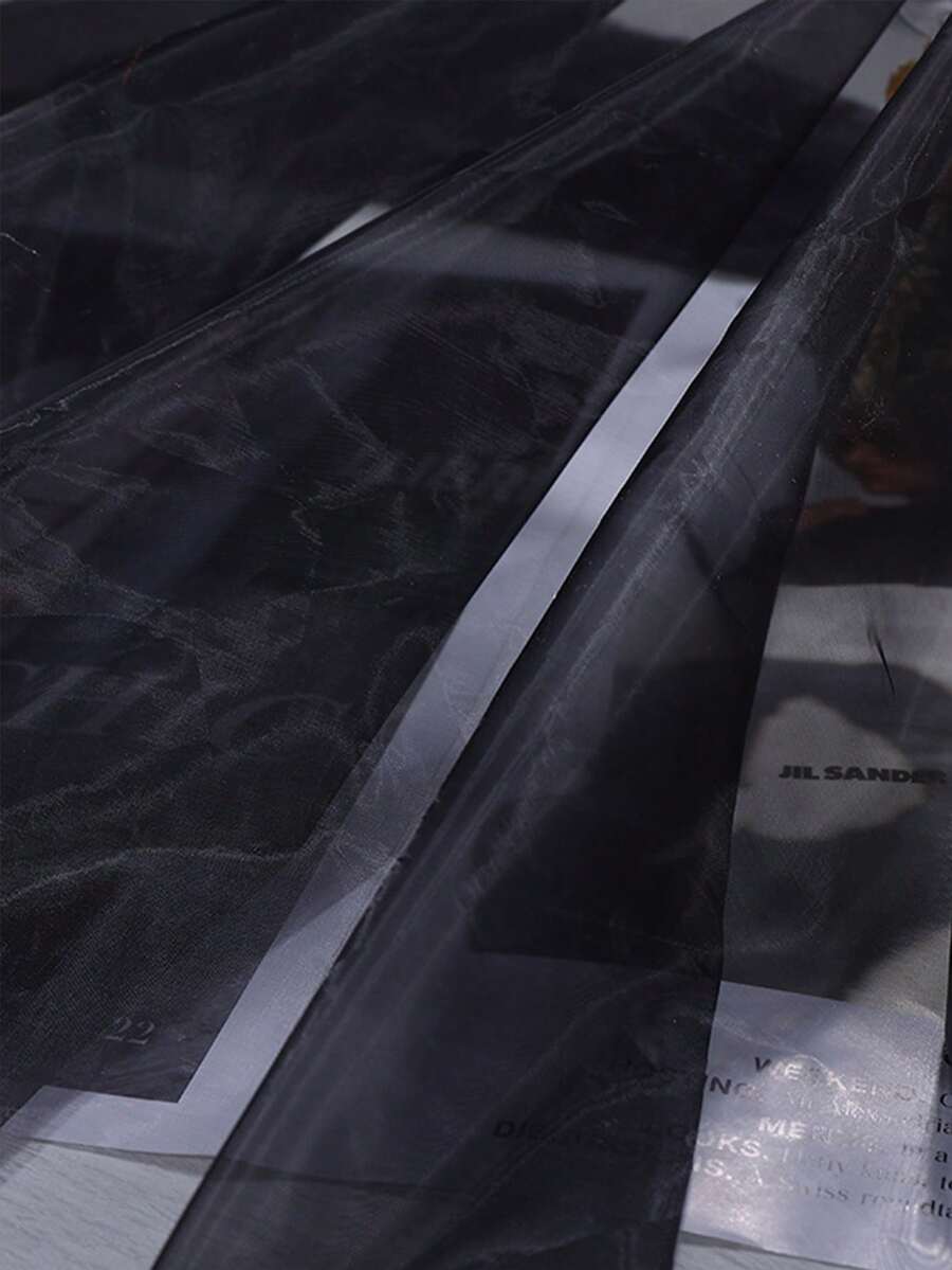 1 pieza Tela de organza de vidrio negra, tela de tul rígida y dura para dar forma a faldas, tela decorativa para bordado y manualidades - negro - Ver 1