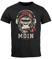 2025 Maglietta estiva da uomo con stampa gorilla e lettering Moin, stampa musicale sul petto, t-shirt con stampa - nero - Visualizzare 1