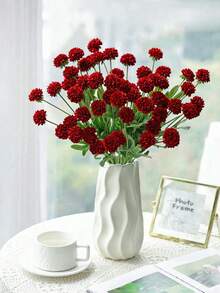 1 Bunch Artificial Carnation Bouquet, Single Chrysanthemum, Home Vase Decoration, Wedding Decoration, Outdoor Garden Decoration, Birthday Party Decoration, Photography Prop - Red - View 5
