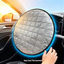 2-Color Summer Car Steering Wheel Cover, Heat Insulation Anti-Glare Sun Shade, Heat Resistant Car Decor - Multicolor - View 2