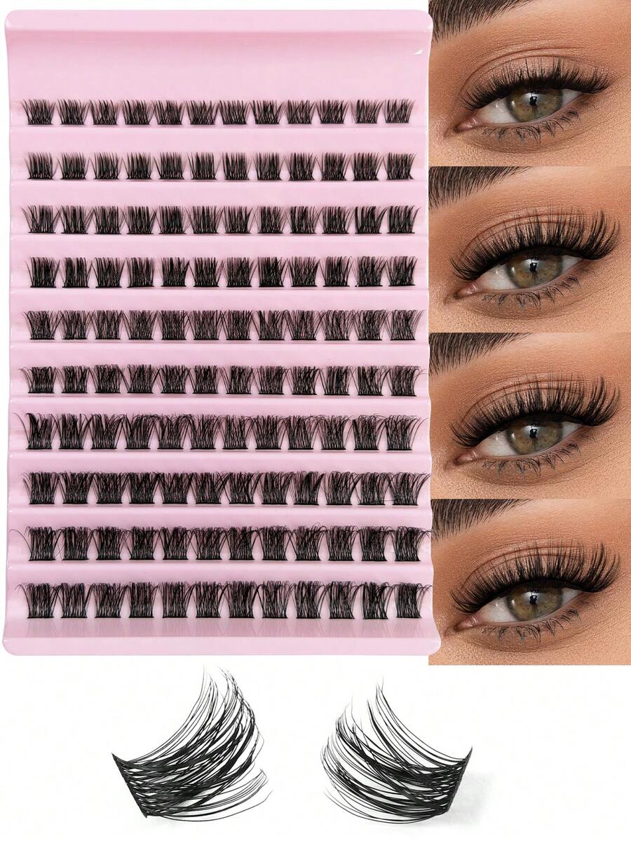120pcs D Curl Soft & Natural Mink Hair False Eyelashes DIY Eyelash Extension Clusters Individual Fake Eyelashes For Travel, Festivals, Parties, Dateings