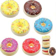 1/2/3/7pcs Realistic Squishy Donut Toys, Slow Rebound Squeeze Toys, Cute Scented Realistic Food Stress Relief Toys, Variety Of Realistic Donut & Cake Toys, Decor For Valentine's Day Donut Party, Prop Food - Blue - View 5