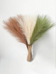 42 Stücke künstliches Pampasgras 55 cm flauschige Kunstblumen, künstliches Schilf Kunst-Pampasgras für Heim- und Bauernhausdekoration, Boho-Dekoration, künstliche Blumen Fake-Pampasgras Dekoration, Vasenfüller, Raumdekoration, Hochzeits-Tischdekoration, Halloween, Thanksgiving - Kaffeegrün - Übersicht 5