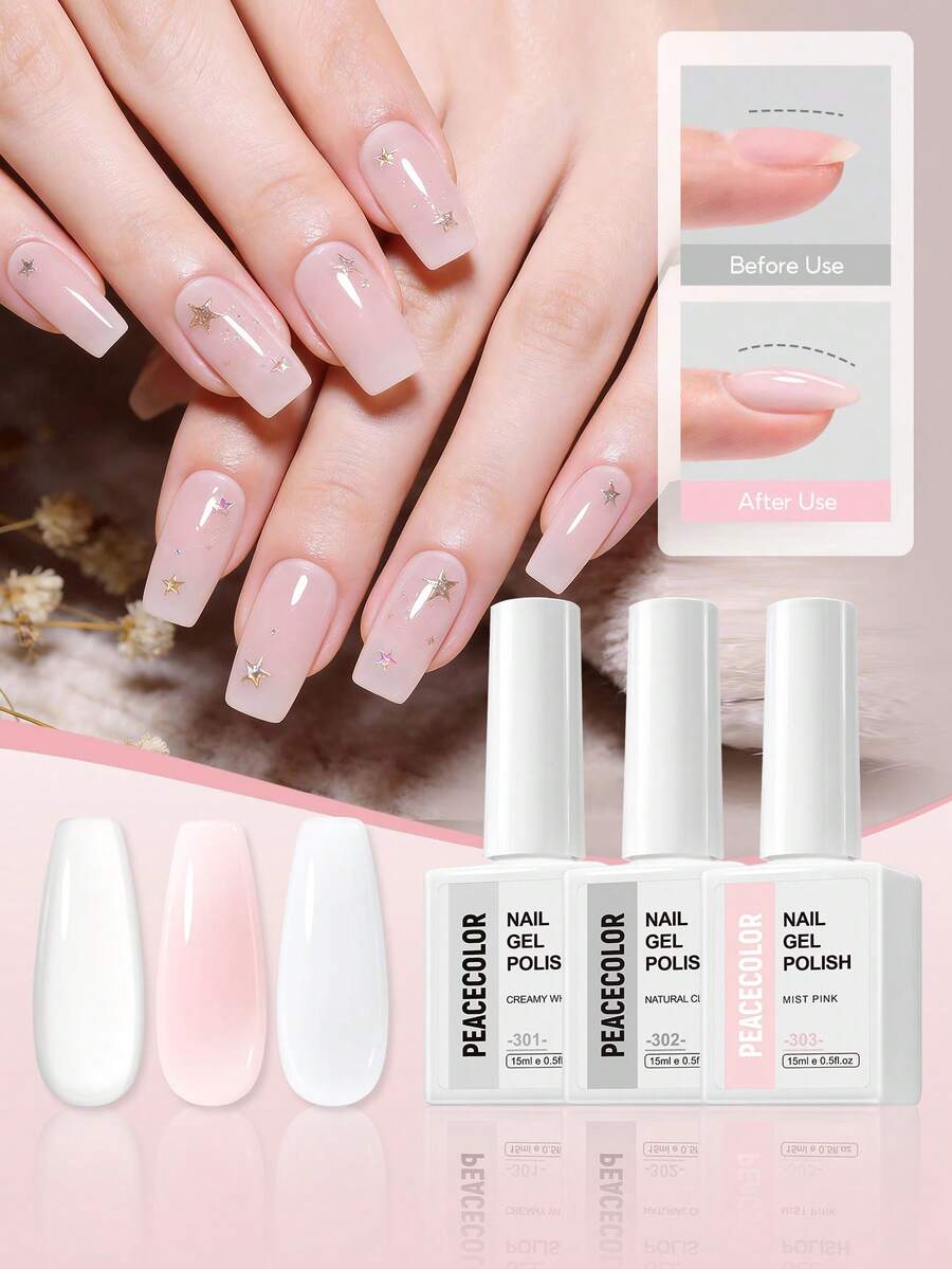 peacecolor 15ML Builder Gel For Nails, UV LED Cured Building Gel, Multi-Functional Nail Strengthener Gel For Nail Extension, Professional Nail Art Supplies For Salon And Home DIY Manicure - Multicolor - View 1