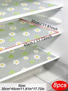 4/8入 小號印花三葉草花冰箱墊，尺寸 30cm*45cm/11.81in*17.72in，可水洗、防水、防油，適用於冰箱層架、冷凍庫玻璃層架、櫥櫃抽屜等 - 三葉草 - 查看 6