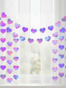 Glitter Heart Garland Banners Decorations Hanging Bunting Hearts Purple Heart Streamers Double Side Decor Twinkle Garlands For Movie Anime Purple Wedding Dance Birthday Party Supplies - Multicolor - View 5