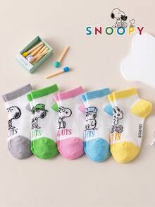 1/5/10 Paar authentische Snoopy Sockenmuster Kinder Kurzsocken, gestreiftes Polka Dot buntes minimalistisches Muster Dopamin Farbschema Welpenmuster Lässig Sport Kurzsocken, süßes Cartoon Muster einzigartiges Snoopy Socken Jungen Mädchen Sommersocken, geruchshemmend schweißabsorbierend vielseitig Sport Crew Socken Cartoon Muster - Verschiedenfarbig - Übersicht 4