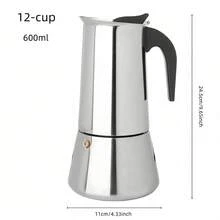 2/4/6/9/12杯不鏽鋼濃縮咖啡摩卡壺 100-600ml 家用廚房露營咖啡壺 - 銀色 - 查看 3