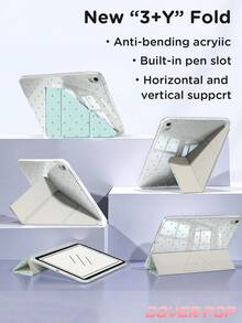 薄荷綠圓點背景深綠圓點平板保護殼，相容於 iPad 9.7/10.2/10.5/10.9/12.9/Pro 11、第10代，相容於 Galaxy Tab S6 Lite 10.4 吋，相容於 Kindle Paperwhite 第12代 2024、Kindle (第11代 - 2024年上市)，柔軟防震，智慧支架/自動喚醒/休眠，Y型折疊平板保護套，支援多種觀看角度 - 彩色 - 查看 6