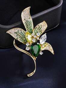 1 Piece Best-Selling Women's Jade Flower Crystal Brooch. It Complements Suits And Adds A Touch Of Elegance And Grace. Multiple Colors Are Available. - Multicolor - View 8
