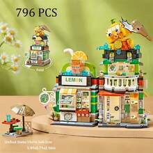 Street Scene Store Building Blocks Toy, Street Scene Model Mini Architecture Set, Food Theme Collectible Building Blocks Toy, Creative MOC Store Building Model Set, Desktop Decoration, Gift For Adults And Friends, 700+ Pieces - Multicolor - View 3