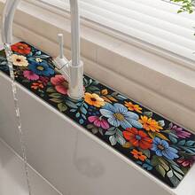 1 pieza Protector de salpicaduras de grifo de goma con diseño floral, almohadilla protectora para grifo de baño, protector contra el barro, alfombrilla antideslizante y a prueba de humedad para grifo, accesorio para encimera de cocina. Protege tu encimera de cocina. - Multicolor - Ver 5