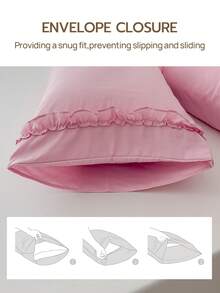 4pcs/Set, 100% Poliester, Warna Polos, Sprei Fitted dengan Kantong Dalam 35cm, Set Perlengkapan Tidur (2 Sarung Bantal + 1 Sprei Datar + 1 Sprei Fitted), Set Perlengkapan Tidur Modern Sepanjang Musim, Gaya Minimalis, Lembut & Nyaman, Bernapas - Merah tua - View 8