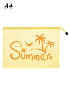 Fashionable Waterproof Pvc Beach Bag With "Summer" Coconut Tree, Seagull, Starfish, Seashell Elements Color Printing, Colorful Letter Print, A4 Size, Transparent Makeup Bag With Nylon Zipper, Suitable For Swimming, Diving And Summer Vacation - Multicolor - View 12