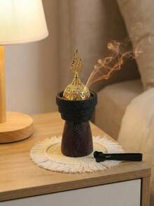 1pc Resin Wood Grain Color Block Aromatherapy Burner, Zen Wabi-Sabi Style Aromatherapy Burner, Suitable For Dining Table, Wedding, Birthday, Living Room, Entrance, Tea Room, Desktop Decoration, High-End Restaurant, Fireplace - Multiple Styles - View 7