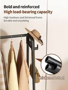 1pc Minimalist Floor Standing Clothes Rack Storage Rack, Shoe And Hat Rack, Home Clothes Rack, Balcony Clothes Rack, Bedroom Floor Standing Clothes Rack, Indoor Balcony Clothes Rack, Minimalist Clothes Rack, Movable Storage Rack - Multicolor - View 4