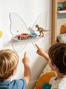 1 pieza Estante de pared de acrílico transparente - Estante de almacenamiento de pared sin taladro - Elemento esencial para ahorrar espacio para habitación de niños, suministros para bebés, decoración de habitación, decoración de habitación de niñas, suministros para fiesta de baby shower - Multicolor - Ver 8
