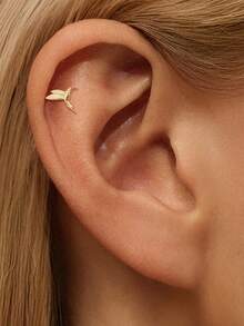 EleRunis 1pc 925 Sterling Silver Delicate Animal Bird Flat Back Labret/Cartilage/Helix/Conch/Spiral Ear Stud Threaded Piercing Jewelry For Daily Wear, Wedding And Party - Gold - View 5