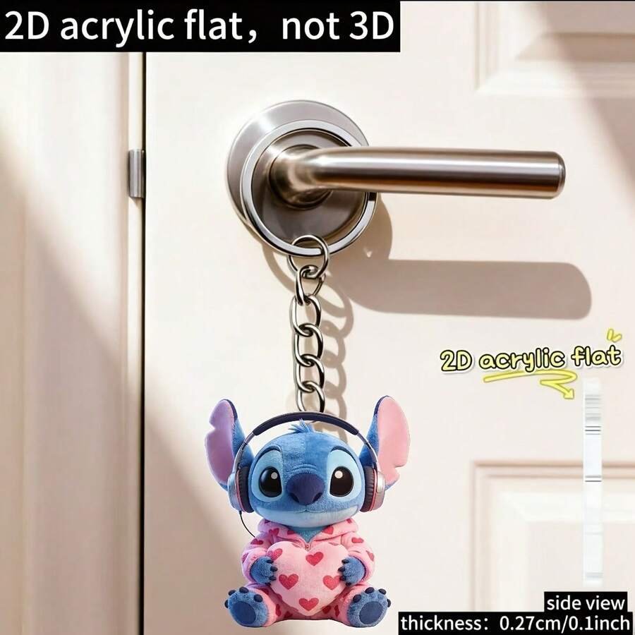 Disney [2D平面] 1件，全新壓克力材質，俏皮米妮，鑰匙圈吊飾，鑰匙環，節日禮物裝飾鑰匙圈，汽車鑰匙圈，鑰匙鏈背包錢包鑰匙圈，小型節日派對禮物 - 彩色 - 查看 1