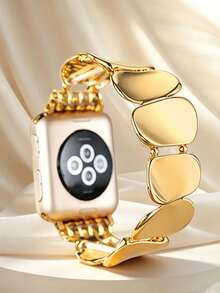 適用於 女款時尚優雅橢圓亮面金屬金色手鍊錶帶 38mm/40mm/41mm/42mm/44mm/45mm/46mm/49mm S10/11-42mm, Series S11 S10 S9 S8 S7 S6 S5 S4 S3 S2 S1 SE, Ultra3/2/1, 金屬新款彈性圓盤女款錶帶, 女士珠寶, 不鏽鋼珠寶, 女士夏季海灘珠寶配件, 度假, 送女友和家人的首選禮物 - 金色 - 查看 9