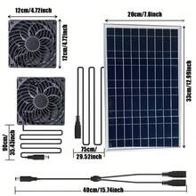 10W High-Efficiency Solar Panel With Cooling Fan, Solar Dual Fan Set, Waterproof Outdoor Solar Exhaust Ventilation Fan, Suitable For Greenhouse, Pet House, Shed, Window - Black - View 6