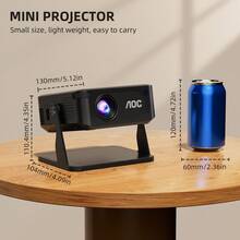 Proyector inteligente Android AOC con WiFi de doble banda 2.4G/5G, proyector mini nativo 720P, compatible con decodificación 4K, corrección trapezoidal de 4 puntos, proyector de cine en casa portátil para películas, juegos, camping al aire libre - Negro - Ver 6