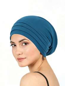 OBOVAY 1 chiếc khăn turban xếp ly màu trơn cho nữ, mũ ngủ hóa trị, thoải mái, mềm mại, thoáng khí, mũ trùm đầu ngủ, phù hợp sử dụng hàng ngày - Nhiều màu - Xem 5