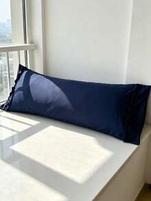 1pc 100% Polyester Solid Color Lace Long Pillowcase, Lightweight And Elegant, Soft As Clouds To The Touch, Suitable For Bedding And Sofa Decor (Pillow Insert Not Included) - Navy Blue - View 6