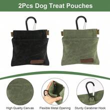 Pet Training Dog Treat Bag, Hands-Free Puppy Treat Pouch With Carabiner, Portable Auto-Closing Dog Walking Bag, Suitable For Travel Or Outdoor Use, Pet Feeding Treat Reward Pouch, Black, Gray, Khaki, Green - Multicolor - View 7