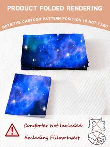 2/3件組 藍色星系星雲 3D印花被套組，閃亮星星星空床寢，適用兒童、青少年、成人、男孩與女孩，臥室使用 - 彩色 - 查看 2