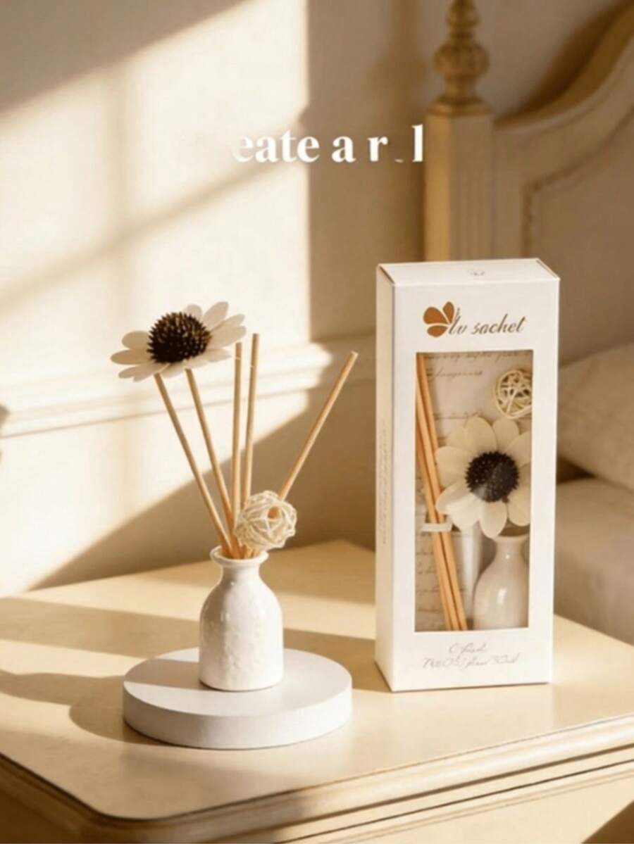 1 pieza Juego de Difusor sin Llama de Lavanda, Difusor Evaporativo de Aceite Esencial de Cerámica y Mimbre Personalizable - 1PC - Ver 1