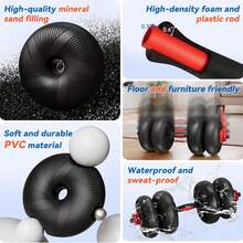 Adjustable Dumbbell Set, Soft PVC Coated, 45lbs Free Weight Set Home Gym, 4-In-1 Used As Barbell, Dumbbells, Kettlebell, Weight Plates, Weights Dumbbells Set, Space Saving Fitness Exercise For Men/Women - 黑色 - 查看 7
